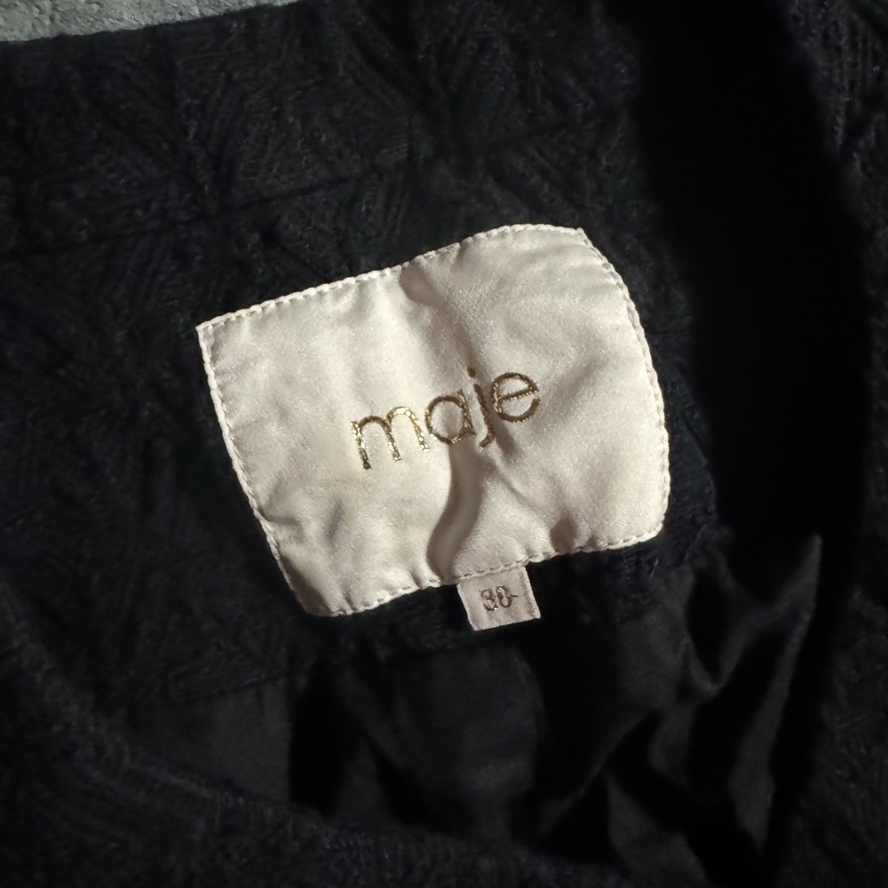 Maje Textured Black Bomber Jacket - image 2